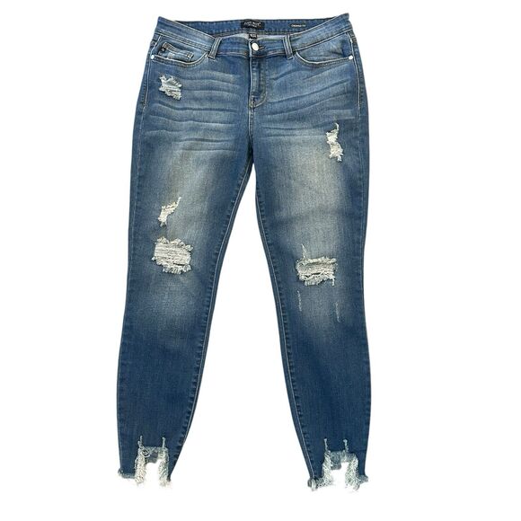 Judy Blue Denim - Judy Blue Jeans Women's 15/ 32 Skinny Crop Distressed Destroyed Hem 27” Inseam